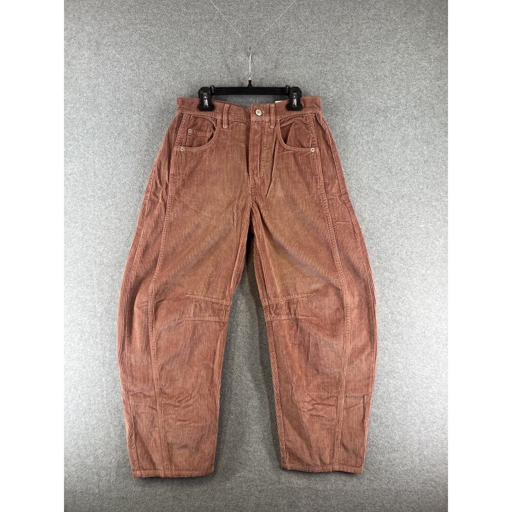 Free People We The Free Good Luck Barrel Corduroy Jeans Withered Rose Size 24